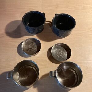COLEMAN Stainless Steel and Black Enamel Coffee Cup Set 6 pieces